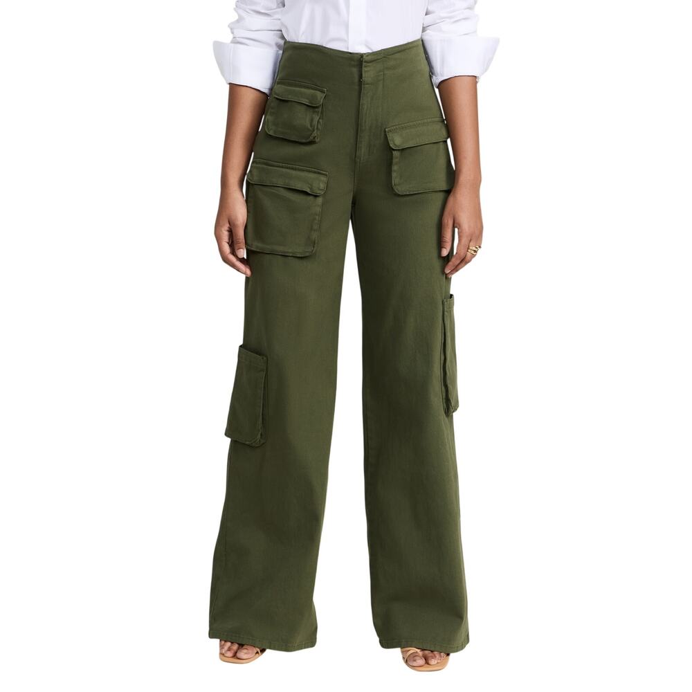 Afrm Wide-Leg Olive Maxwell Pants Size 25 - Picture 1 of 5